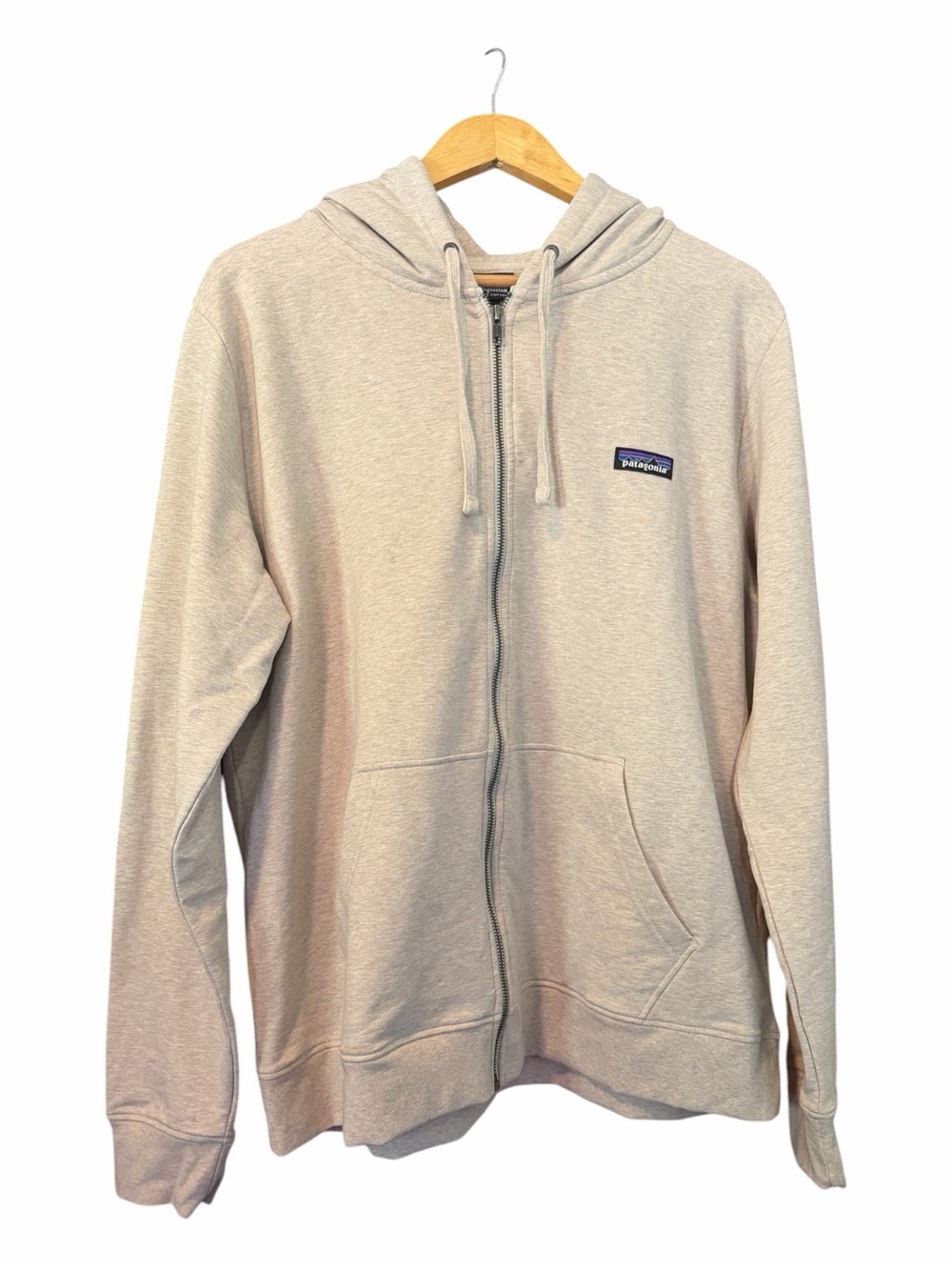 Patagonia Beige Full-Zip Hooded Sweatshirt
